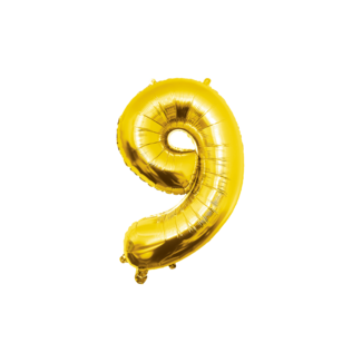 Paper Dreams Folieballon - Cijfer - 9 - Goud - 86cm - Zonder vulling