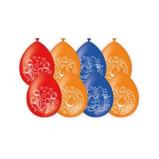 Paper Dreams Ballonnen - Welkom thuis - Rood / oranje / blauw - 30cm - 8st.
