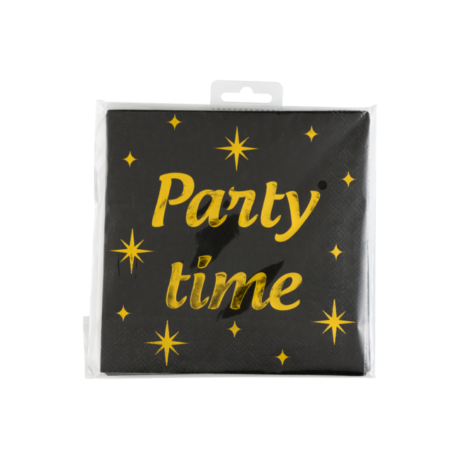 Paper Dreams Servetten - Party time - Goud, zwart - 33x33cm - 16st.