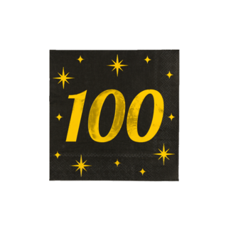 Paper Dreams Servetten - 100 jaar - Goud, zwart- 33x33 cm - 16st.