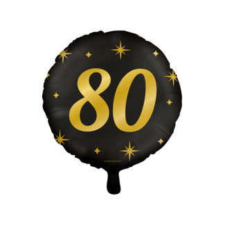 Paper Dreams Folieballon - 80 jaar - Zwart / goud - 46cm - Zonder vulling