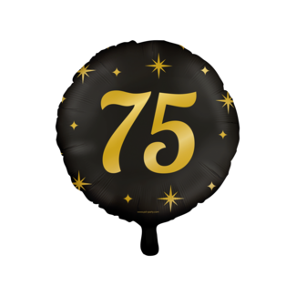 Paper Dreams Folieballon - 75 jaar - Zwart / goud - 46cm - Zonder vulling