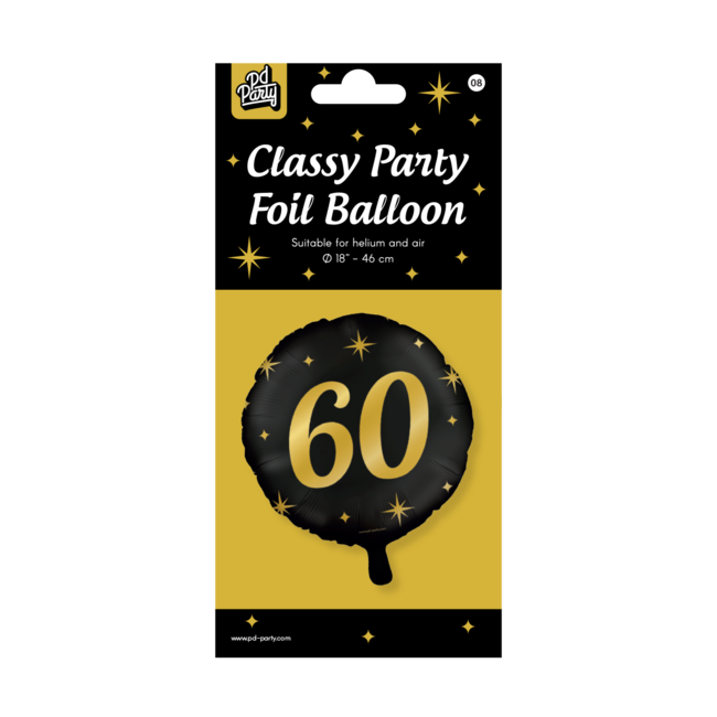 Paper Dreams Folieballon - 60 jaar - Zwart / goud - 46cm - Zonder vulling