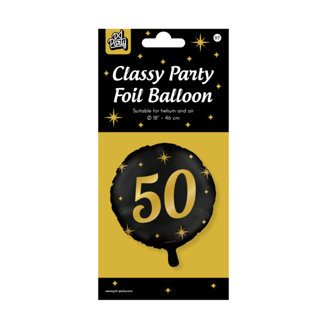 Paper Dreams Folieballon - 50 jaar - Zwart / goud - 46cm - Zonder vulling