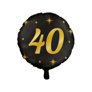 Paper Dreams Folieballon - 40 jaar - Zwart / goud - 46cm - Zonder vulling