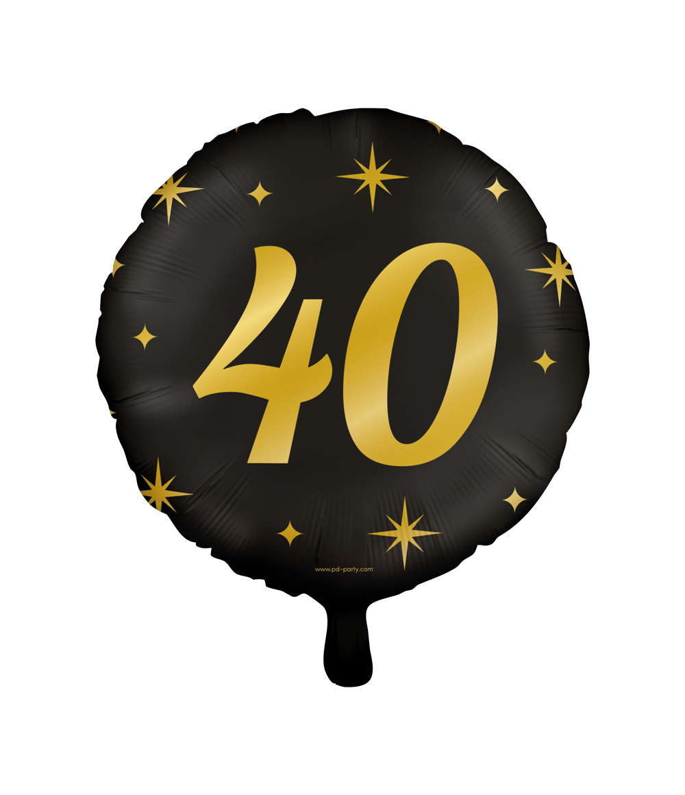 Folieballon - 40 jaar - Zwart / goud - 46cm - Zonder vulling