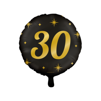 Paper Dreams Folieballon - 30 jaar - Zwart / goud - 46cm - Zonder vulling