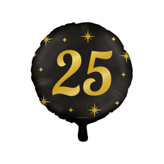 Paper Dreams Folieballon - 25 jaar - Zwart / goud - 46cm - Zonder vulling