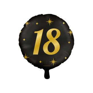 Paper Dreams Folieballon - 18 jaar - Zwart / goud - 46cm - Zonder vulling