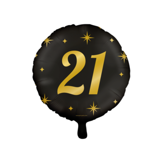Paper Dreams Folieballon - 21 jaar - Zwart / goud - 46cm - Zonder vulling