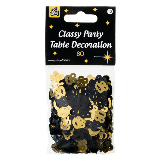Paper Dreams Tafeldecoratie - 80 jaar - Confetti - Goud / zwart