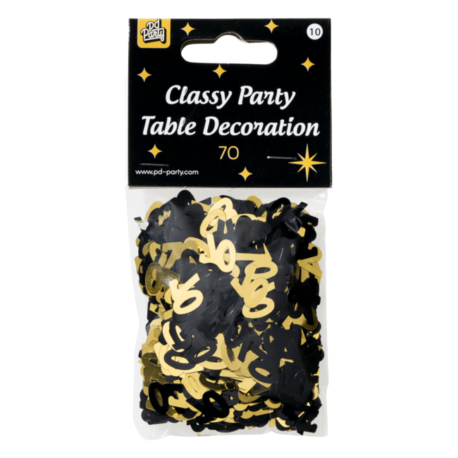Paper Dreams Tafeldecoratie - 70 jaar - Confetti - Goud / zwart