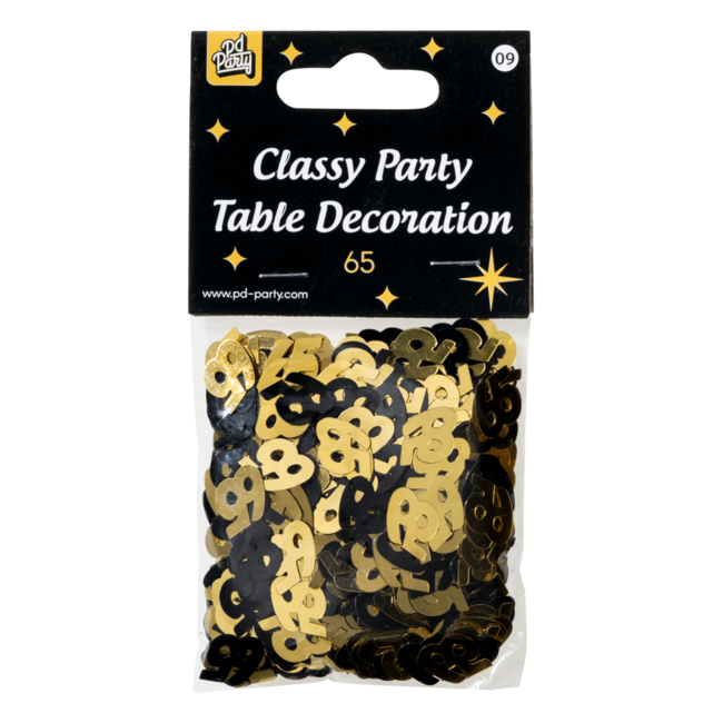Paper Dreams Tafeldecoratie - 65 jaar - Confetti - Goud / zwart