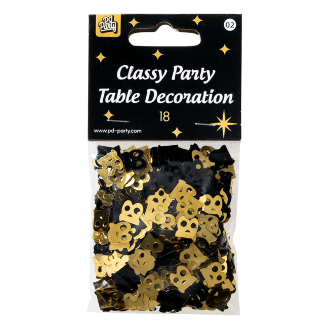 Paper Dreams Tafeldecoratie - 18 jaar - Confetti - Goud / zwart