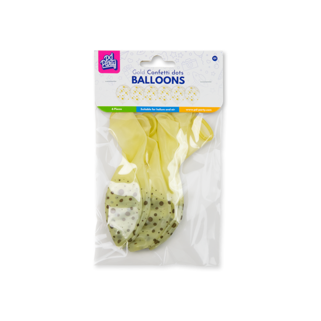 Paper Dreams Ballonnen - Gouden confetti opdruk - 30cm - 6st.