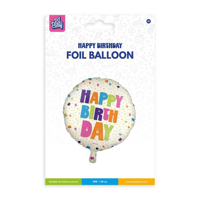 Paper Dreams Folieballon - Happy Birthday - Confetti - 46cm