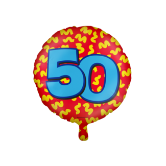 Paper Dreams Folieballon - 50 jaar - Rood/blauw - 46cm