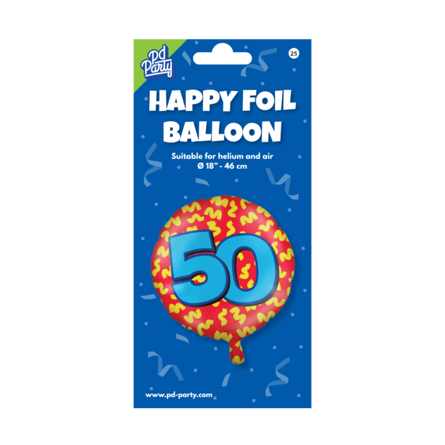 Paper Dreams Folieballon - 50 jaar - Rood/blauw - 46cm