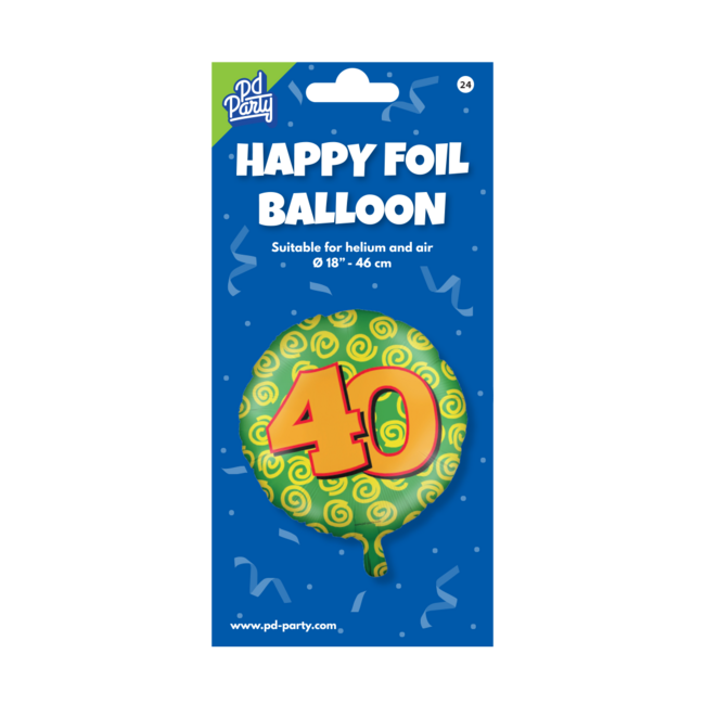 Paper Dreams Folieballon - 40 jaar - Groen/geel - 46cm