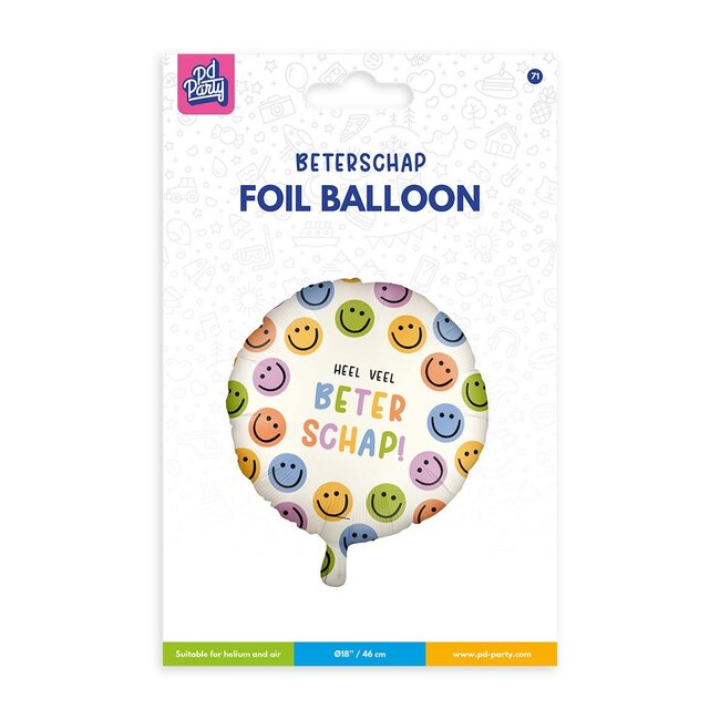 Paper Dreams Folieballon - Heel veel beterschap - Smileys - 46cm