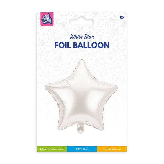 Paper Dreams Folieballon - Ster - wit - 46cm