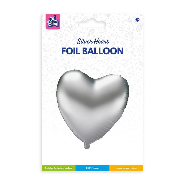 Paper Dreams Folieballon - Hart - Zilver - 46cm