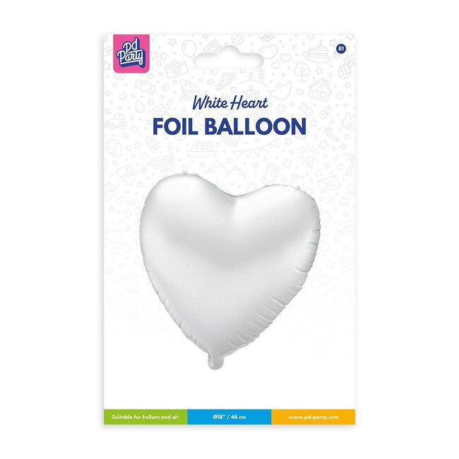 Paper Dreams Folieballon - Hart - Wit - 46cm