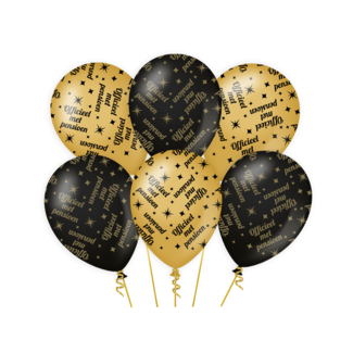 Paper Dreams Ballonnen - Pensioen - Goud, zwart - 30cm - 6st.