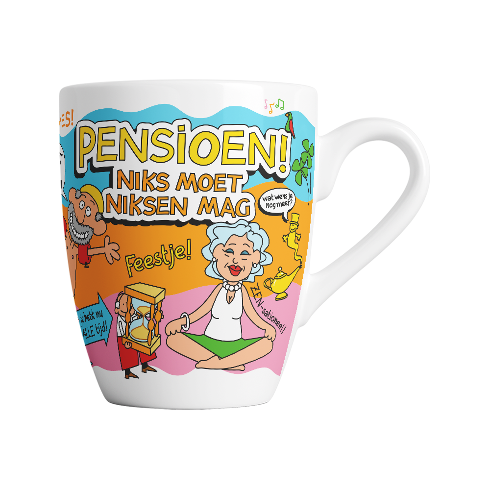 Mok - Cartoonmok - Pensioen, niks moet niksen mag