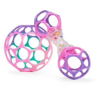 Grijpspeeltjes set - Oball - Babybal & rammelaar - Roze/paars