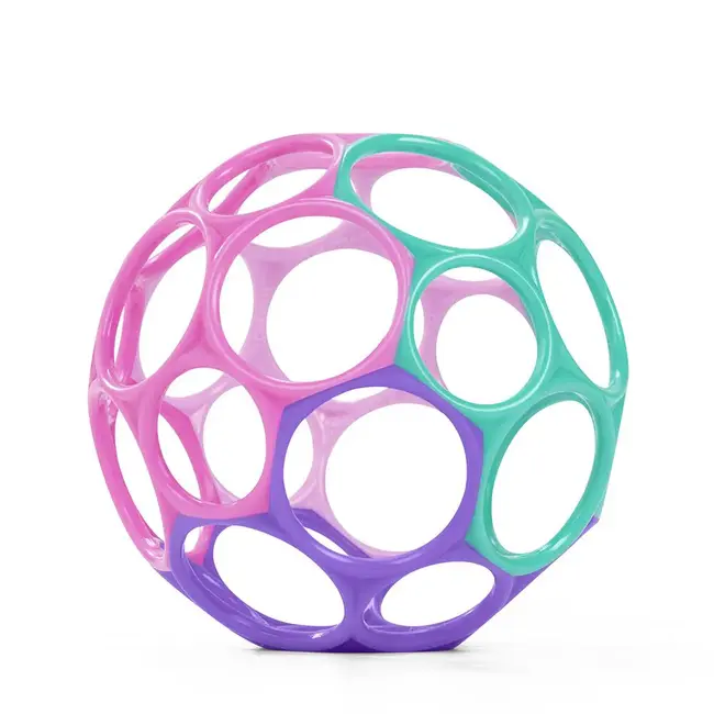 Grijpspeeltjes set - Oball - Babybal & rammelaar - Roze/paars