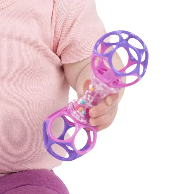 Grijpspeeltjes set - Oball - Babybal & rammelaar - Roze/paars