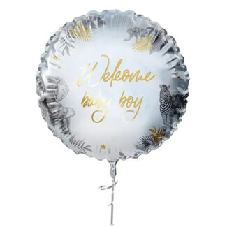 Haza-Witbaard Folieballon - Welcome baby boy - Safari - 45cm - Zonder vulling