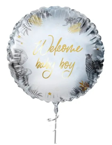 Folieballon - Welcome baby boy - Safari - 45cm - Zonder vulling