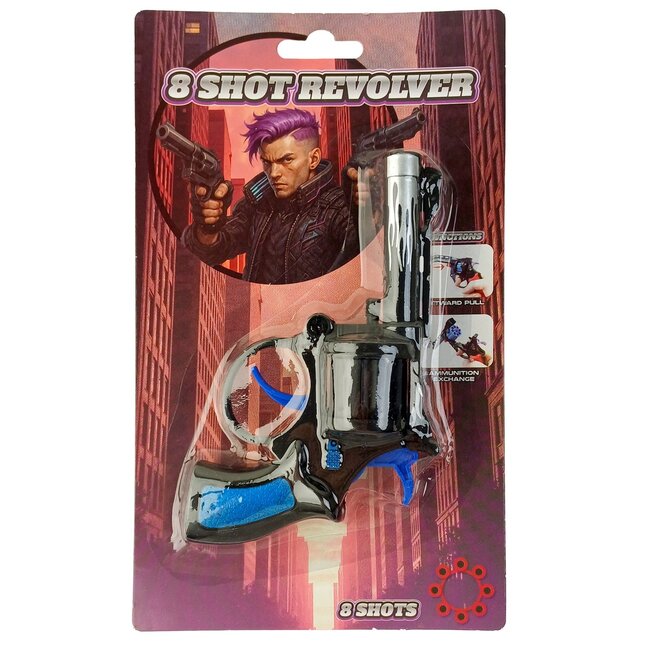 JohnToy Pistool - Revolver - 8 schots - Op kaart