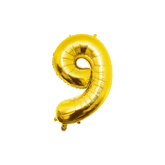Paper Dreams Folieballon - 9 jaar - Goud - 40cm - Niet geschikt voor helium
