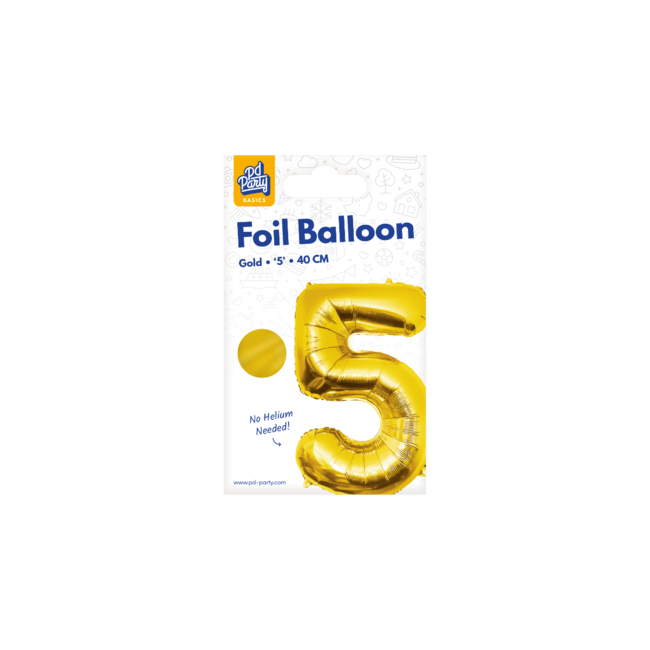 Paper Dreams Folieballon - 5 jaar - Goud - 40cm - Niet geschikt voor helium