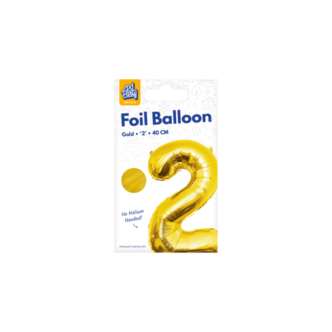 Paper Dreams Folieballon - 2 jaar - Goud - 40cm - Niet geschikt voor helium