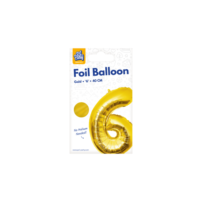 Paper Dreams Folieballon - 6 jaar - Goud - 40cm - Niet geschikt voor helium