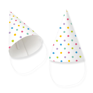 Paper Dreams Feesthoedjes - Gekleurde stippen - 6st.