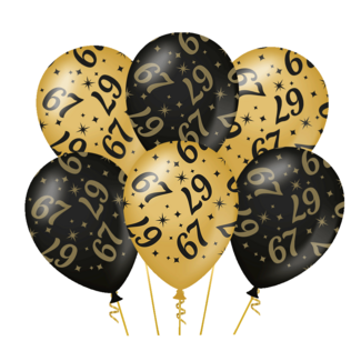 Paper Dreams Ballonnen - 67 jaar - Goud, zwart - 30cm - 6st.