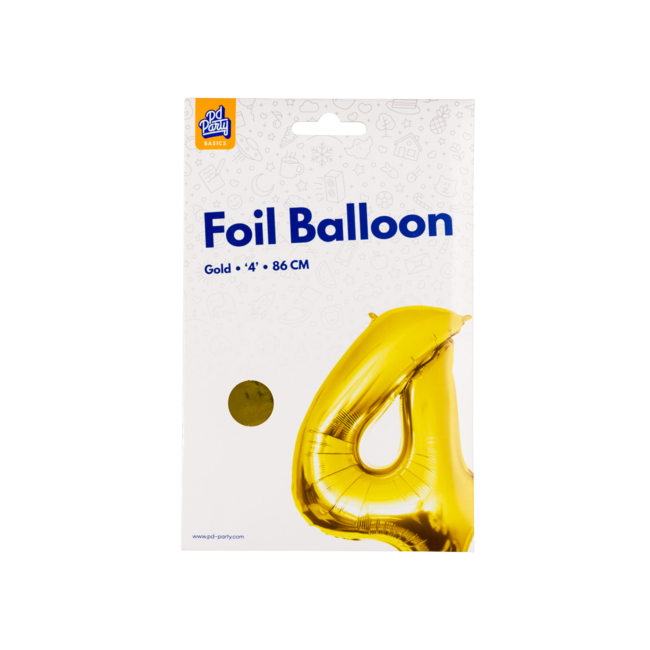 Paper Dreams Folieballon - 4 jaar - Goud - 86cm - Zonder vulling