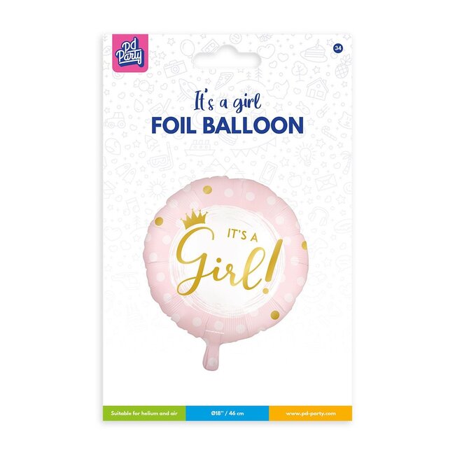 Paper Dreams Folieballon - It's a girl - 46cm - Zonder vulling