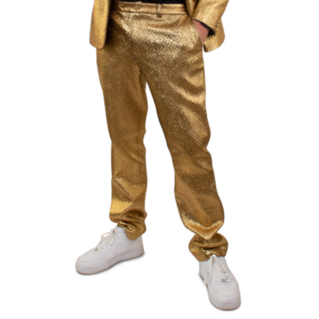 PartyXplosion Kostuum - Goud - Colbert, broek & stropdas - Maat 56