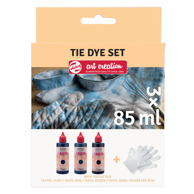 Royal Talens Tie-dye set - Incl. handschoenen - Zwart - 3x85ml