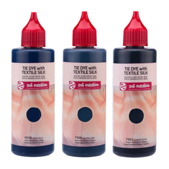 Royal Talens Tie-dye set - Incl. handschoenen - Zwart - 3x85ml