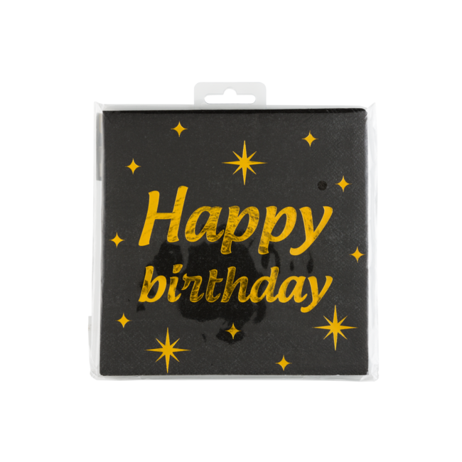 Paper Dreams Servetten - Happy Birthday - Goud, zwart - 33x33cm - 16st.