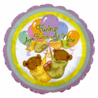 Folieballon - Tweeling - Twins are twice as nice - 45cm - Zonder vulling