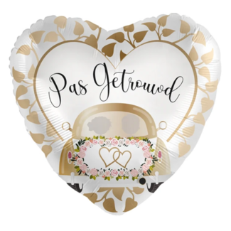 Folieballon - Hart - Pas getrouwd - Wit goud - 43cm - Zonder vulling