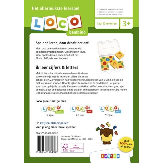 Loco Leerspellen Loco Bambino - Boekje - Nijntje - Ik leer cijfers en letters - 3-5 jaar